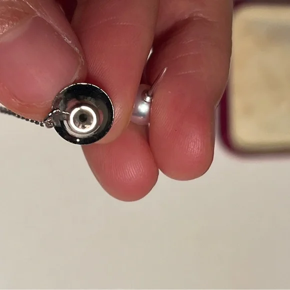 Mikimoto Silver Pearl Necklace in Velvet Box
